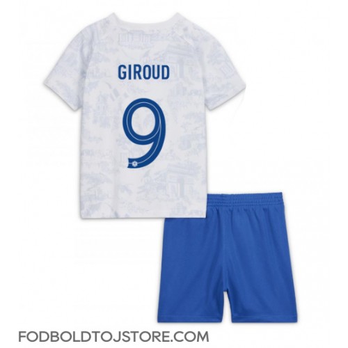 Frankrig Olivier Giroud #9 Udebanesæt Børn VM 2022 Kortærmet (+ Korte bukser)